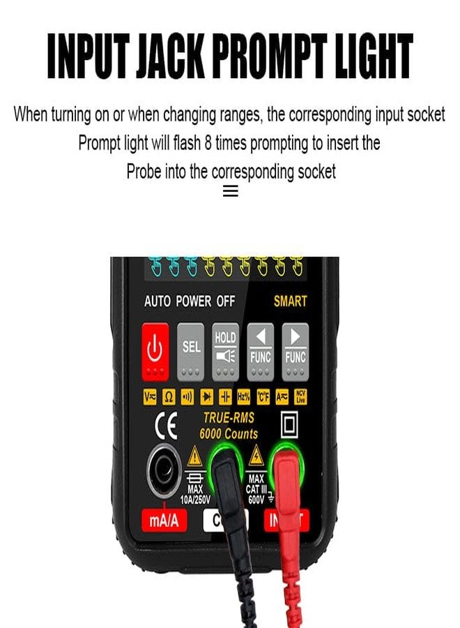 VAR TECH V 92 S Smart Digital Multimeter True RMS Fully Auto 6000 Counts HD Display, 600 V AC DC 10 A AC DC, Resistance Frequency Continuity Capacitance Temperature tests with NCV - Image 4